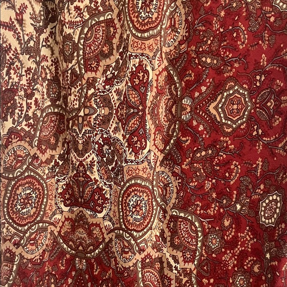 Banana Republic 100% Silk Lined Red and Brown Patterned Dress - Picture 3 of 5